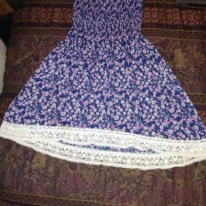 Blue with small red flowers sun dress